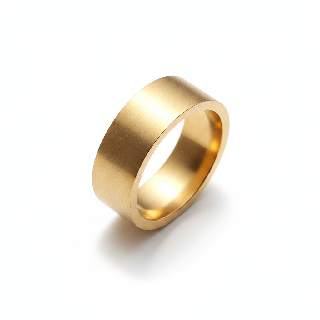 Gold ring on a white background