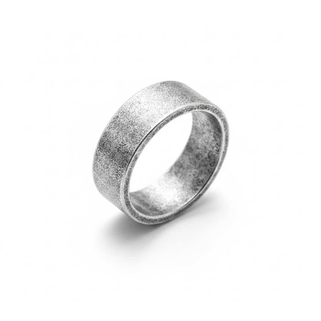 Silver ring on a white background