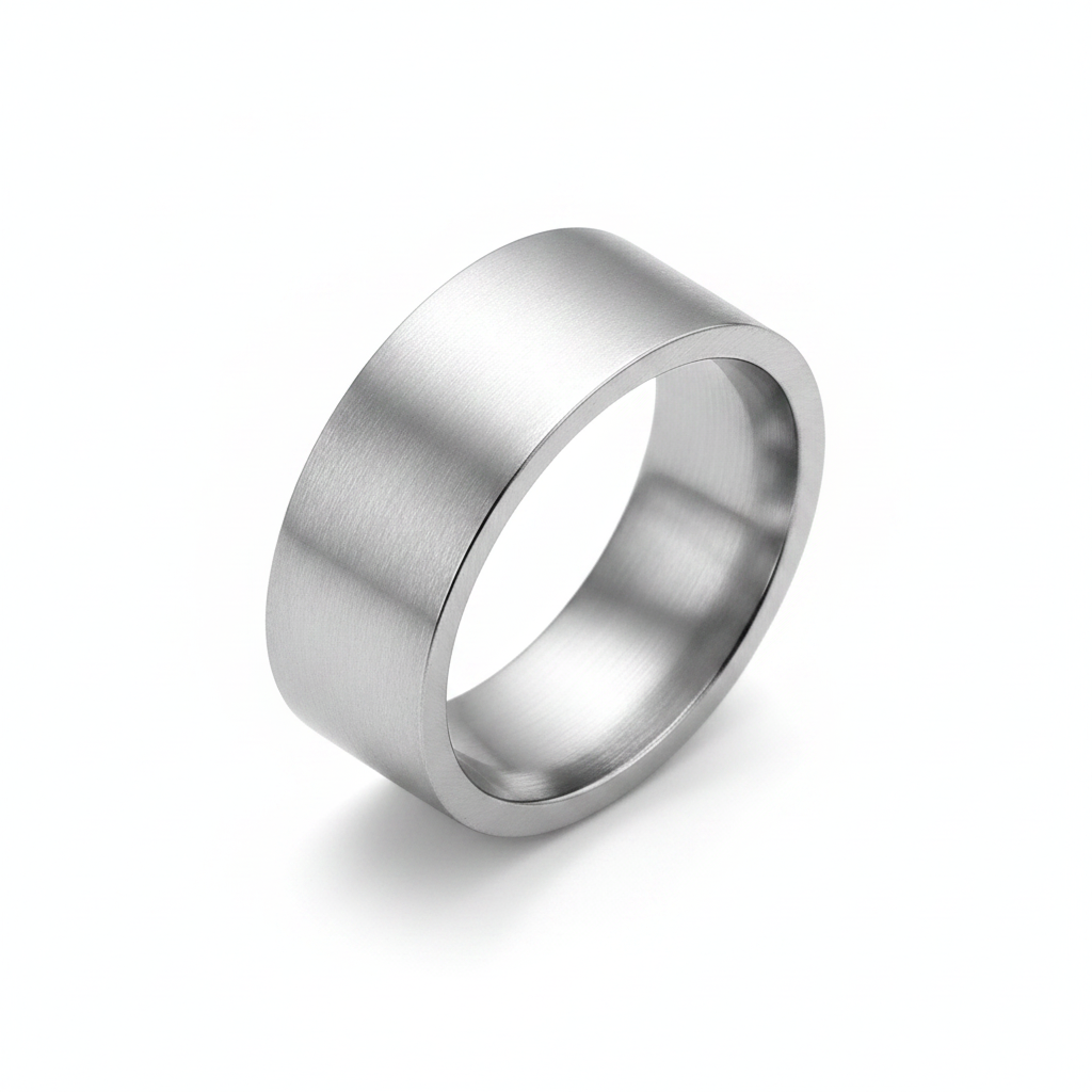 Silver ring on a white background