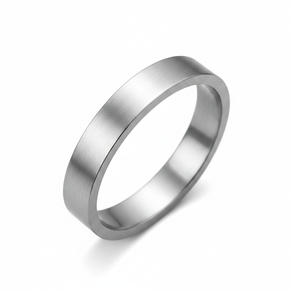 Silver ring on a white background