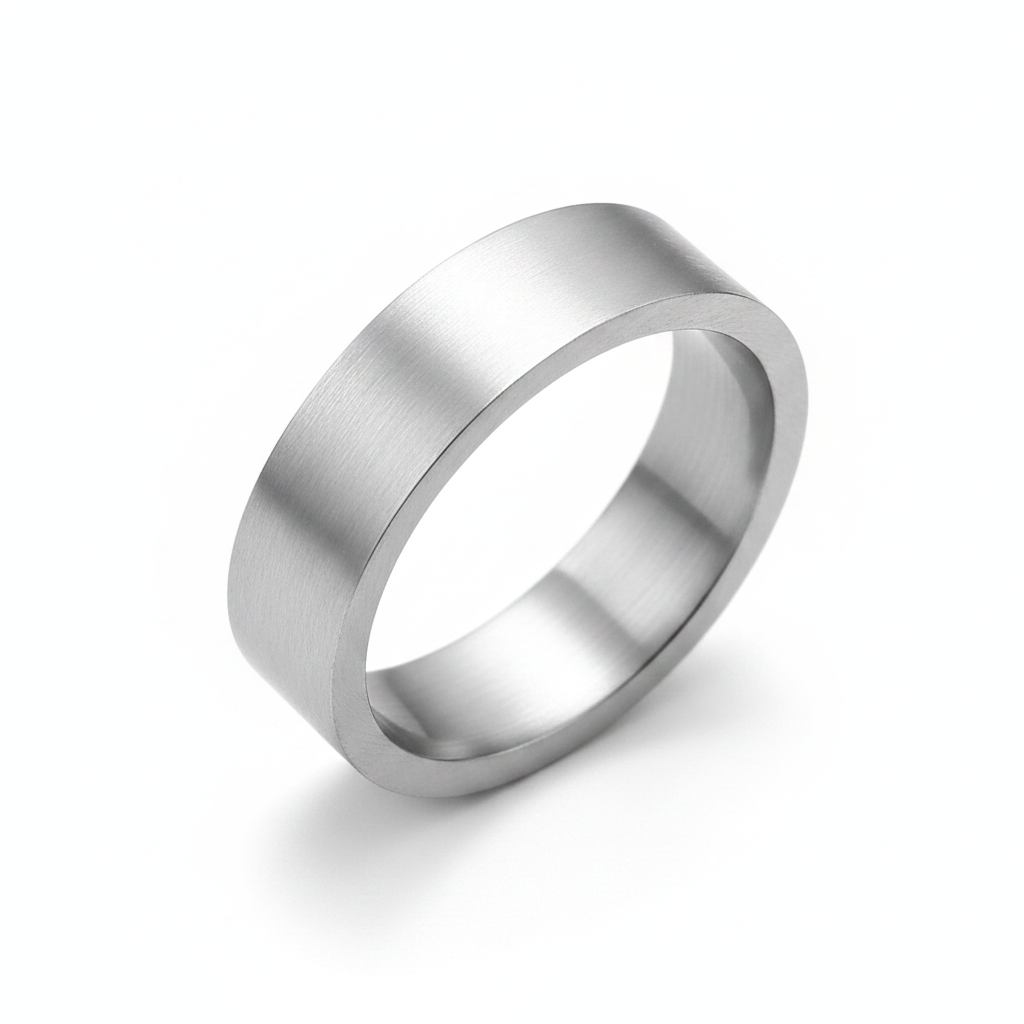 Silver ring on a white background