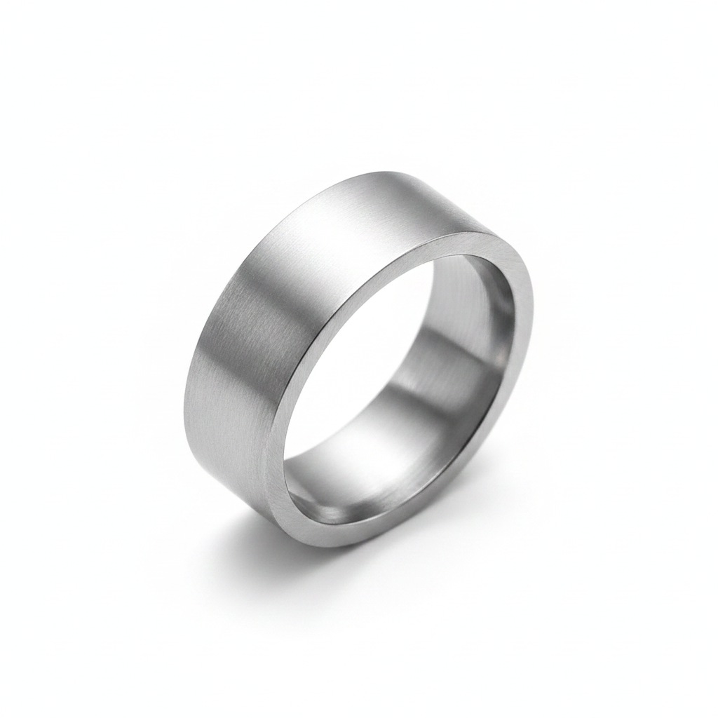 Silver ring on a white background