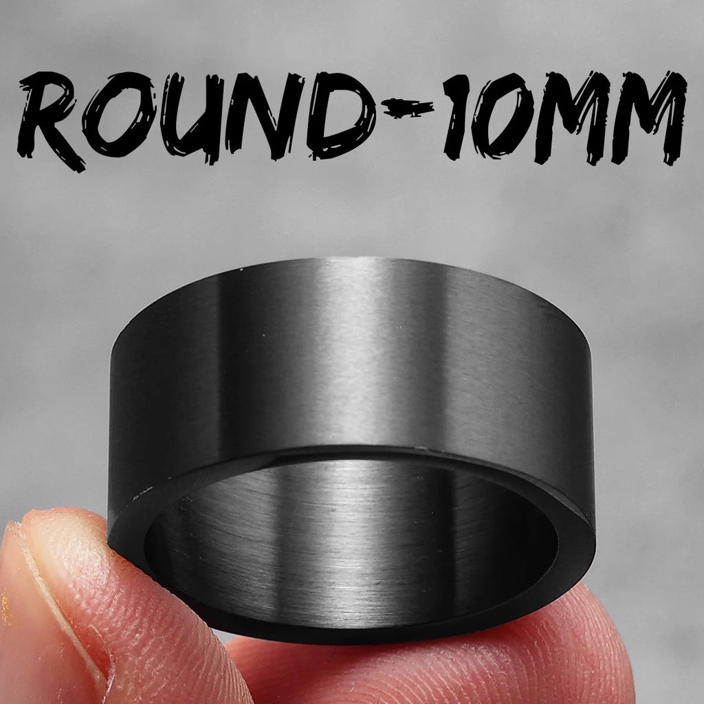 Black round ring with 'ROUND-10MM' text on a grey background