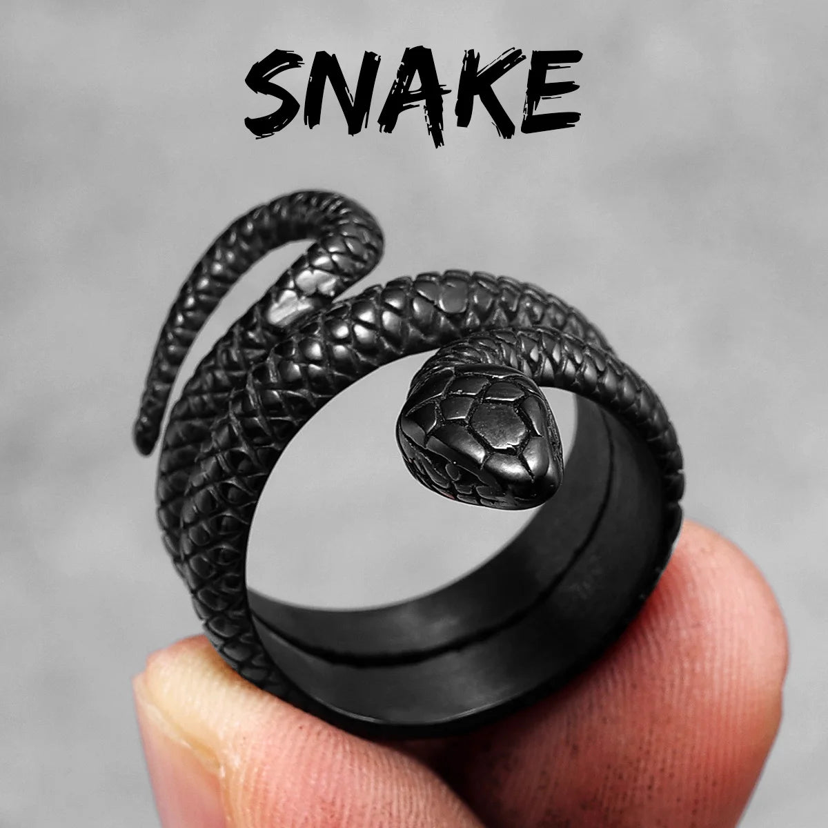 Stainless Steel Detailed Snake and Viper Scaled Twirling Ring